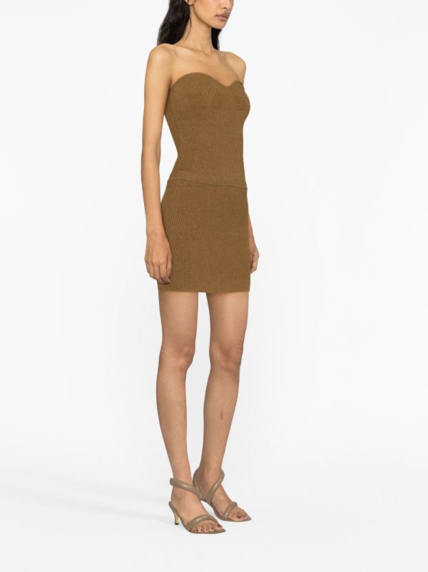 Browns WARDROBE.NYC Brown Ribbed-knit Mini Skirt | Browns Knitted Skirts