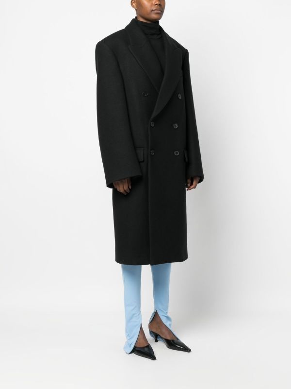 Browns WARDROBE.NYC X Hailey Bieber Black Wool Coat | Browns Double Breasted & Peacoats