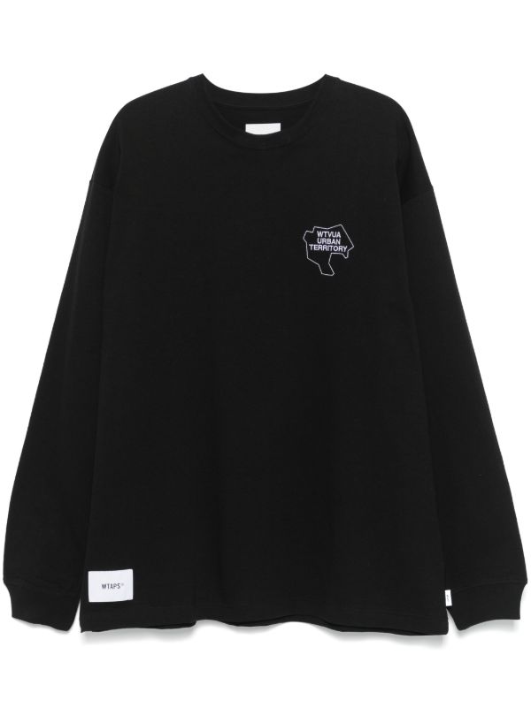 browns WTAPS Black Slogan-Embroidered T-Shirt | Browns T-Shirts