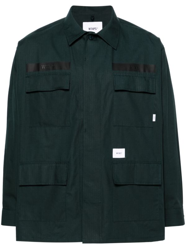 browns WTAPS Green Cargo Pocket Cotton Shirt | Browns Shirts