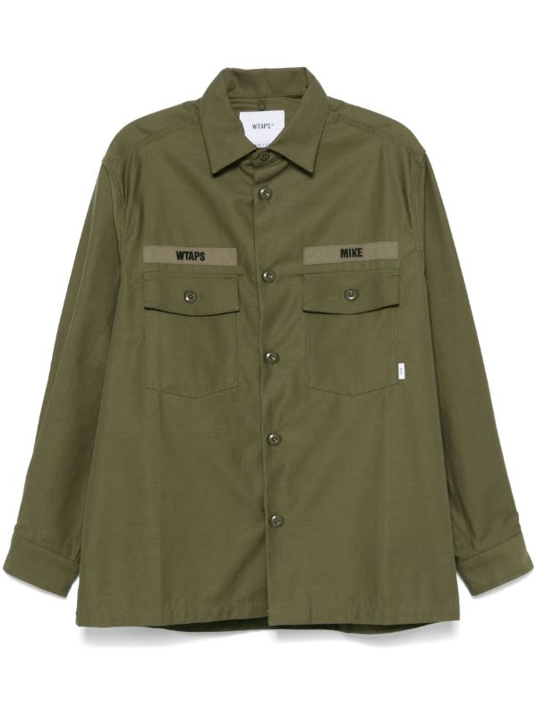 browns WTAPS Green Logo-Embroidered Shirt | Browns Shirts
