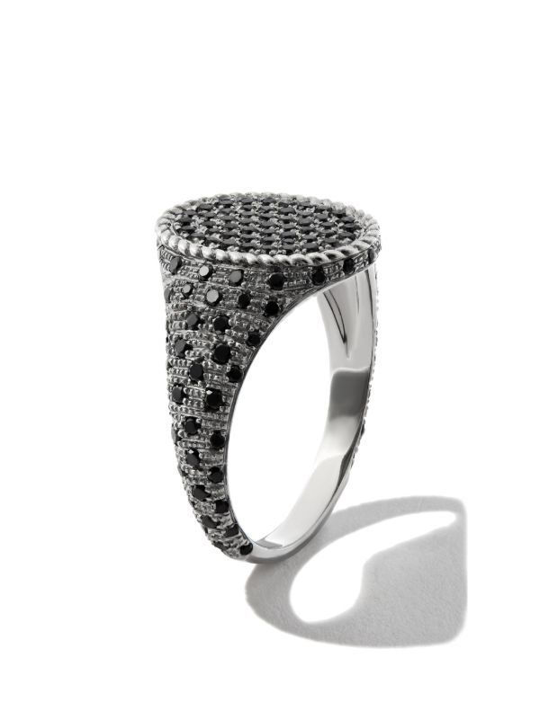 Browns Yvonne Léon 18K Black Gold Diamond Signet Ring | Browns Rings