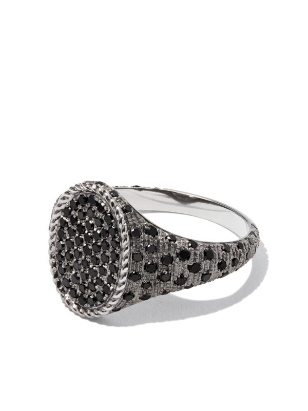 browns Yvonne Léon 18K Black Gold Diamond Signet Ring | Browns Rings