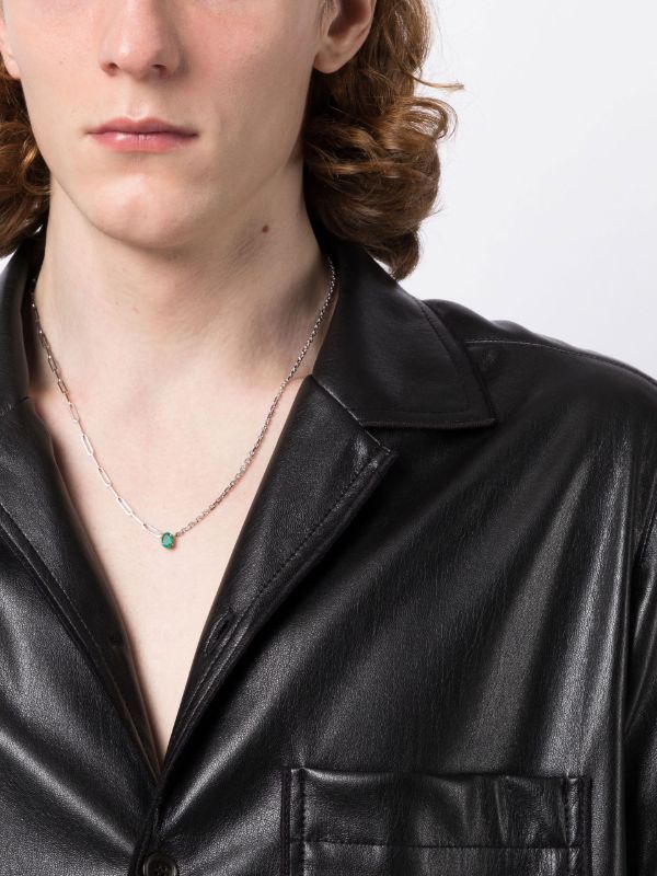 Browns Yvonne Léon 18K White Gold Solitaire Emerald Necklace | Browns Necklaces