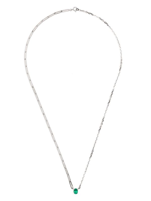 Browns Yvonne Léon 18K White Gold Solitaire Emerald Necklace | Browns Necklaces