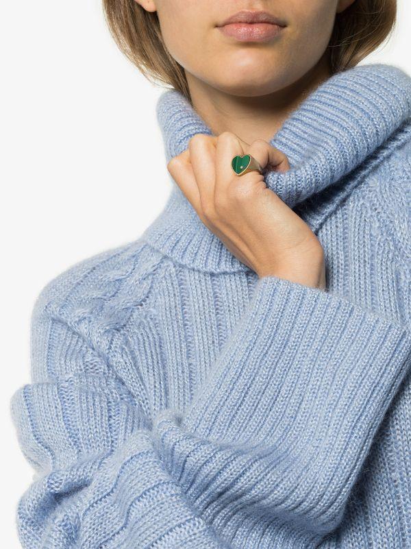 Browns Yvonne Léon 18K Yellow Gold Heart Malachite And Diamond Signet Ring | Browns Fine Rings