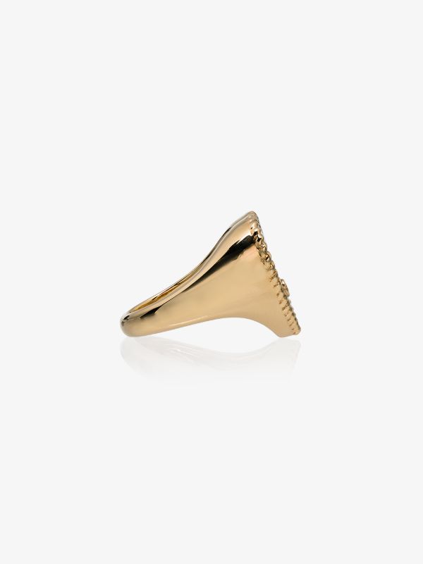 Browns Yvonne Léon 18K Yellow Gold Heart Malachite And Diamond Signet Ring | Browns Fine Rings