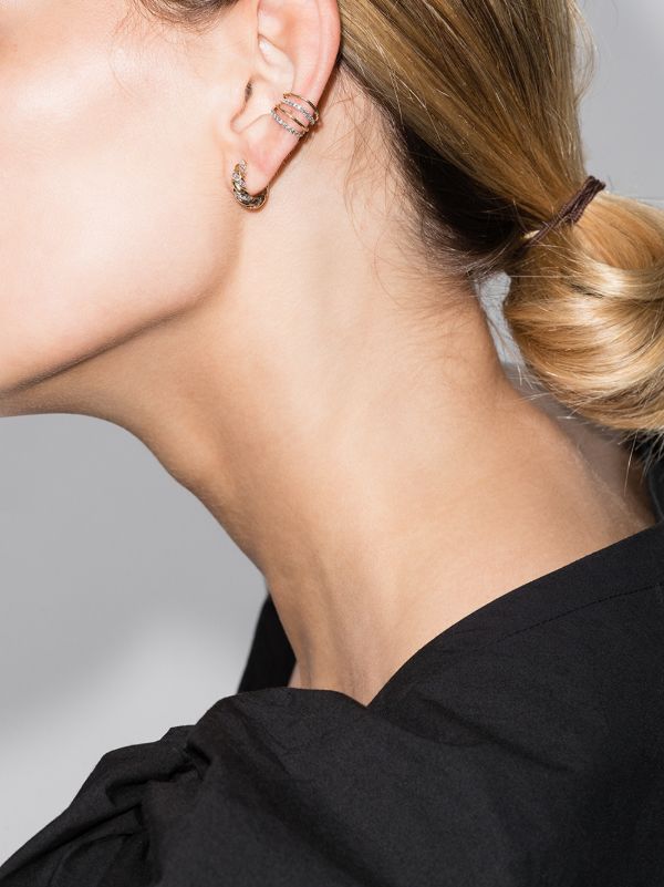 Browns Yvonne Léon 18K Yellow Gold Layered Diamond Ear Cuff | Browns Fine Earrings