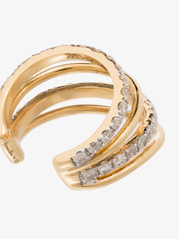 Browns Yvonne Léon 18K Yellow Gold Layered Diamond Ear Cuff | Browns Fine Earrings