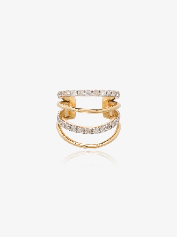 browns Yvonne Léon 18K yellow gold layered diamond ear cuff | Browns Fine Earrings