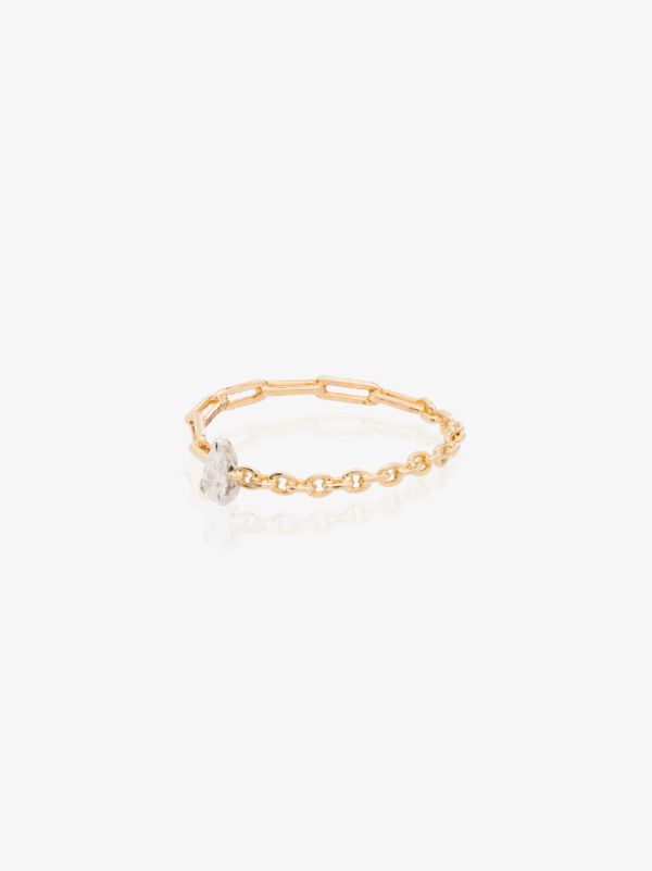 browns Yvonne Léon 18K yellow gold mixed chain diamond ring | Browns Fine Rings