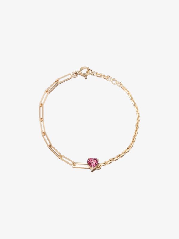 browns Yvonne Léon 18K yellow gold mixed chain Rhodolite bracelet | Browns Fine Bracelets