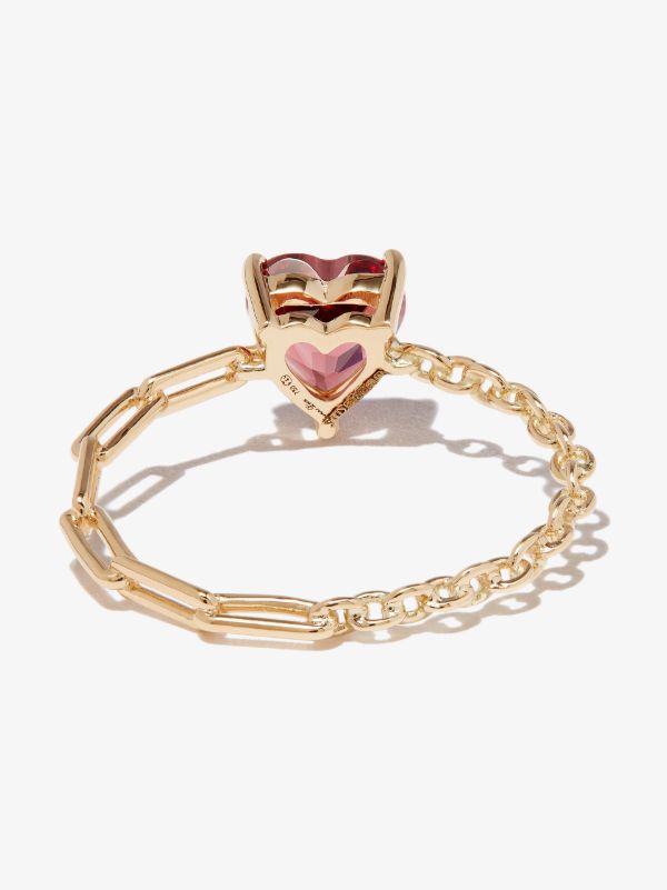 Browns Yvonne Léon 18K Yellow Gold Rhodolite Heart Chain Ring | Browns Fine Rings