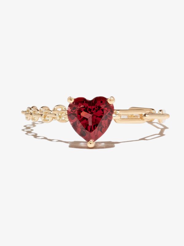 Browns Yvonne Léon 18K Yellow Gold Rhodolite Heart Chain Ring | Browns Fine Rings