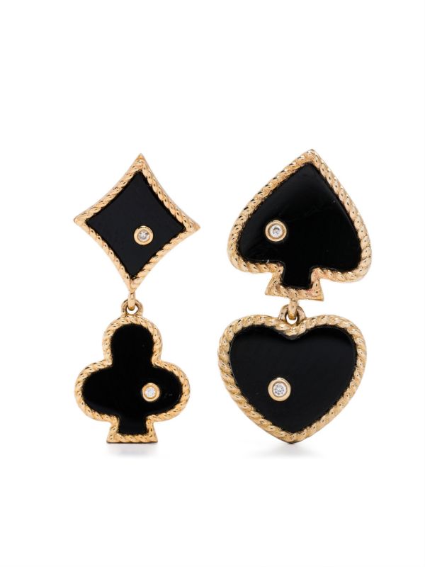 browns Yvonne Léon 9K Gold Casino Diamond And Agate Earrings | Browns Fine Earrings