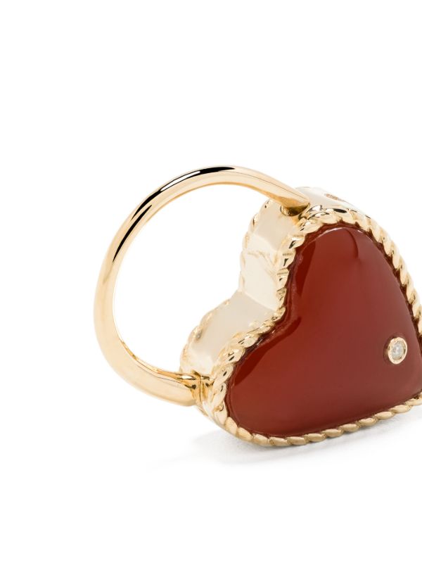 Browns Yvonne Léon 9K Gold Creole Cadenas Coeur Agate Single Drop Earring | Browns Earrings