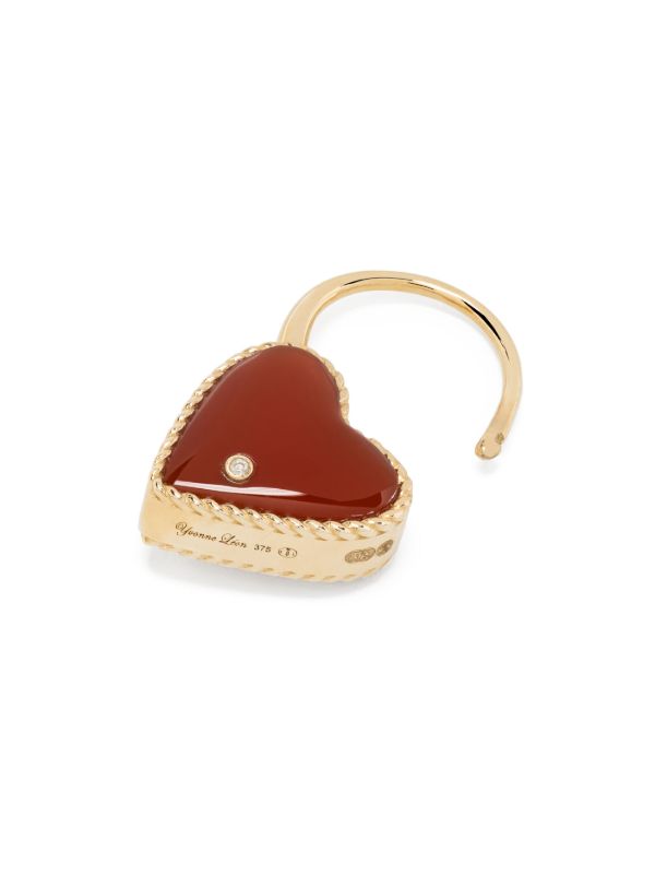 Browns Yvonne Léon 9K Gold Creole Cadenas Coeur Agate Single Drop Earring | Browns Earrings