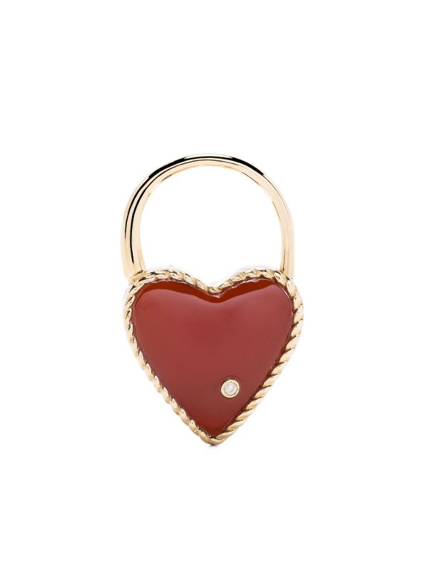 browns Yvonne Léon 9K Gold Creole Cadenas Coeur Agate Single Drop Earring | Browns Earrings