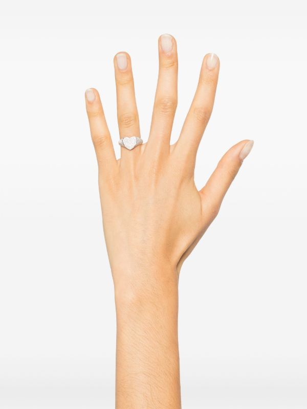 Browns Yvonne Léon 9K White Gold Mini Coeur Diamond Ring | Browns Fine Rings