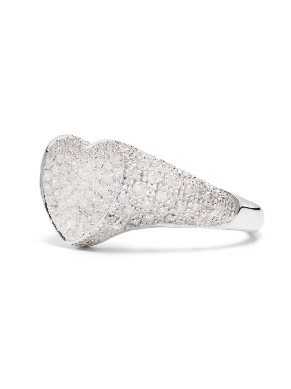 Browns Yvonne Léon 9K White Gold Mini Coeur Diamond Ring | Browns Fine Rings