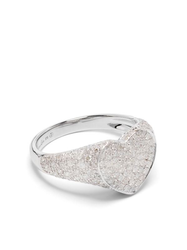 browns Yvonne Léon 9K White Gold Mini Coeur Diamond Ring | Browns Fine Rings