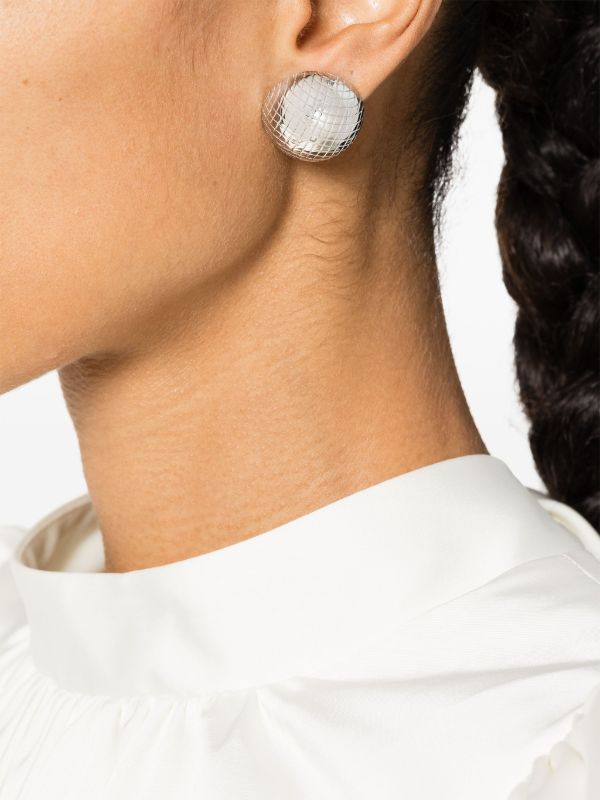 Browns Yvonne Léon 9K White Gold Paire De Maxi Boucles D'oreille Boule Disco Diamonds Earrings | Browns Fine Earrings