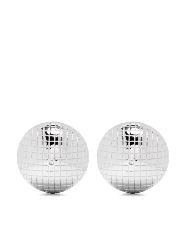 browns Yvonne Léon 9K White Gold Paire De Maxi Boucles D'oreille Boule Disco Diamonds Earrings | Browns Fine Earrings