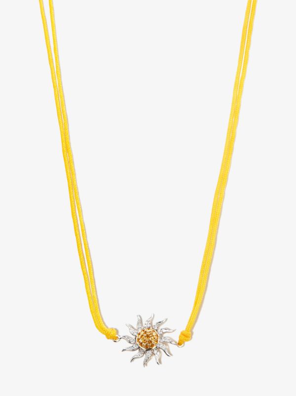 browns Yvonne Léon 9K white gold Sun citrine diamond pendant necklace | Browns Fine Necklaces