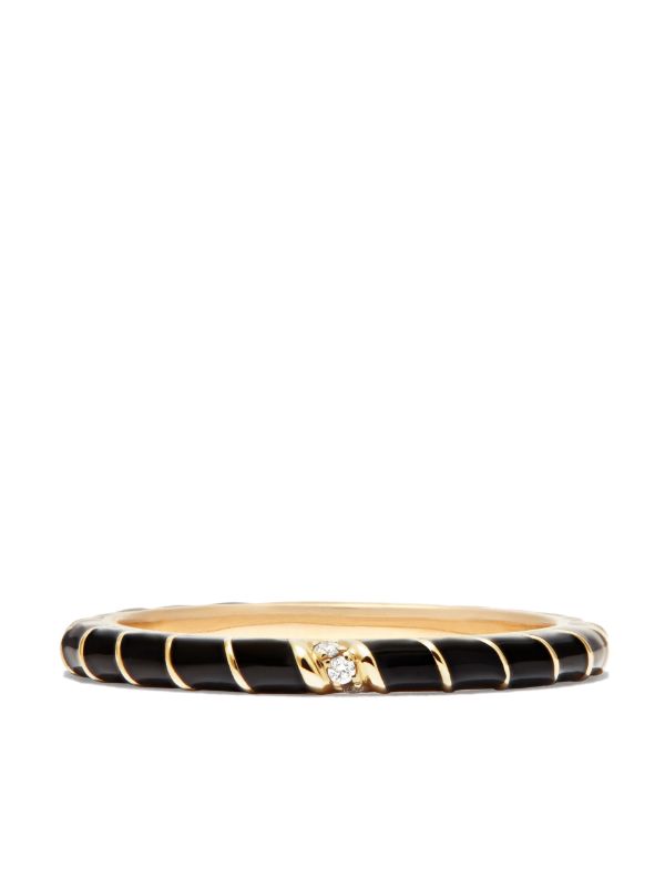 Browns Yvonne Léon 9K Yellow Gold Alliance Enamel Diamond Ring | Browns Rings