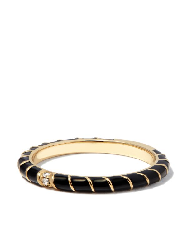 browns Yvonne Léon 9K Yellow Gold Alliance Enamel Diamond Ring | Browns Rings