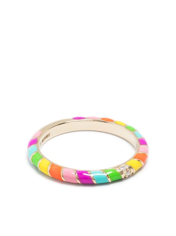 browns Yvonne Léon 9K Yellow Gold Alliance Mini Torsade Rainbow Diamond Ring | Browns Fine Rings