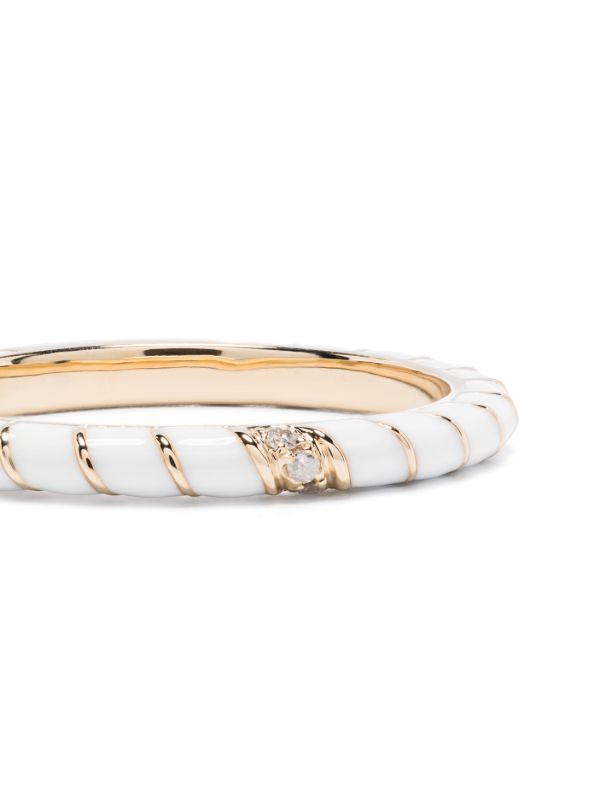 Browns Yvonne Léon 9K Yellow Gold Alliance Torsade Email Diamond Band Ring | Browns Fine Rings