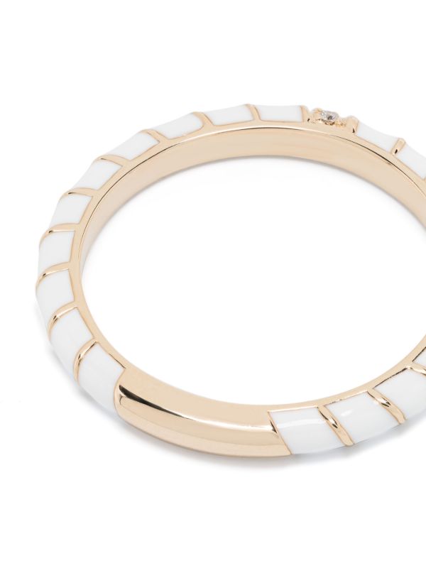 Browns Yvonne Léon 9K Yellow Gold Alliance Torsade Email Diamond Band Ring | Browns Fine Rings