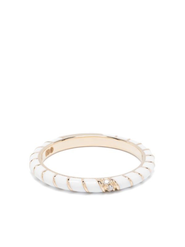 browns Yvonne Léon 9K Yellow Gold Alliance Torsade Email Diamond Band Ring | Browns Fine Rings