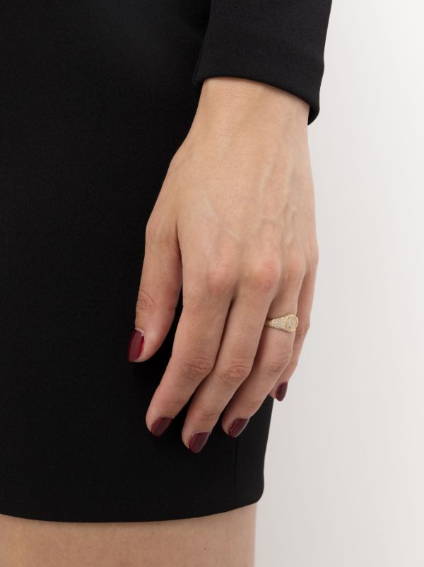 Browns Yvonne Léon 9K Yellow Gold Baby Chevalier Diamond Signet Ring | Browns Fine Rings