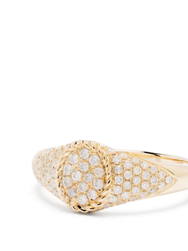 Browns Yvonne Léon 9K Yellow Gold Baby Chevalier Diamond Signet Ring | Browns Fine Rings