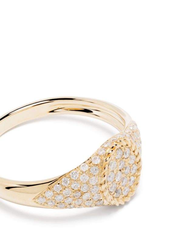 Browns Yvonne Léon 9K Yellow Gold Baby Chevalier Diamond Signet Ring | Browns Fine Rings