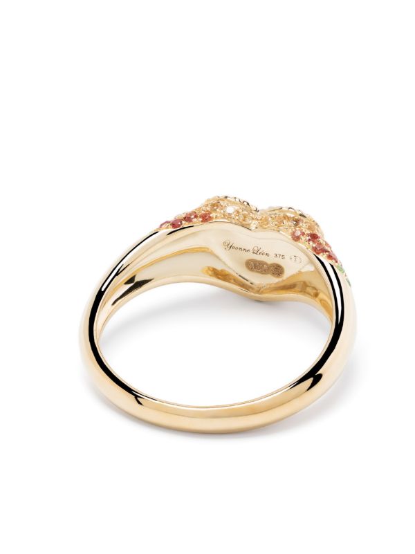 Browns Yvonne Léon 9K Yellow Gold Baby Chevaliere Coeur Sapphire Ring | Browns Rings