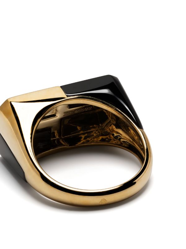 Browns Yvonne Léon 9K Yellow Gold Bague Damier Onyx Ring | Browns Rings