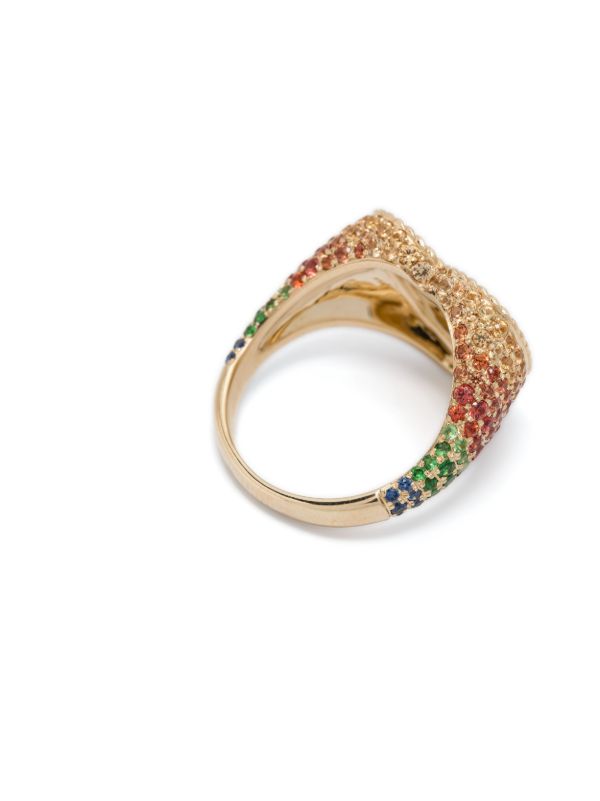Browns Yvonne Léon 9K Yellow Gold Chevalière Coeur Sapphire Ring | Browns Fine Rings