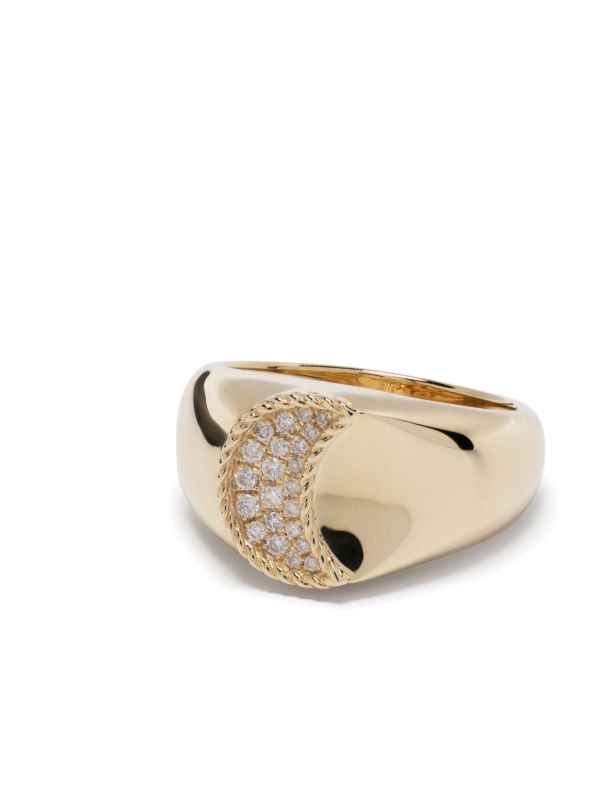 Browns Yvonne Léon 9K Yellow Gold Chevaliere Lune Diamond Ring | Browns Rings