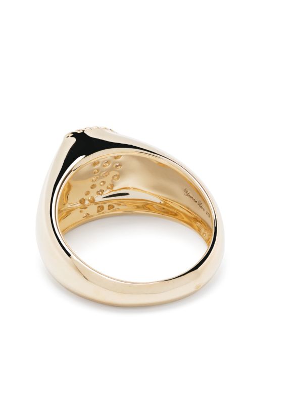 Browns Yvonne Léon 9K Yellow Gold Chevaliere Lune Diamond Ring | Browns Rings