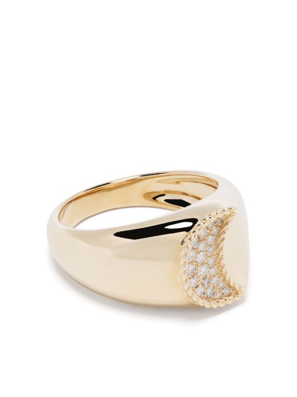 browns Yvonne Léon 9K yellow gold Chevaliere Lune diamond ring | Browns Rings