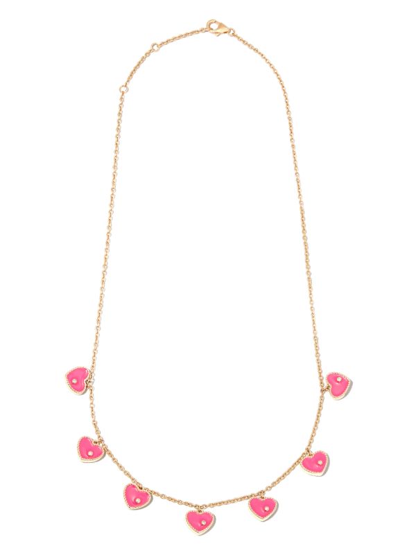 Browns Yvonne Léon 9K Yellow Gold Coeur Enamel Diamond Necklace | Browns Fine Necklaces