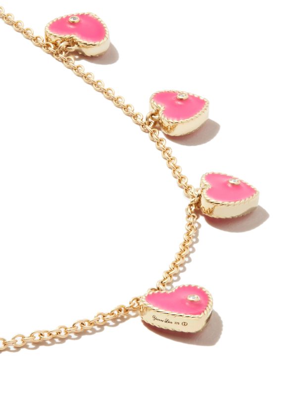 Browns Yvonne Léon 9K Yellow Gold Coeur Enamel Diamond Necklace | Browns Fine Necklaces