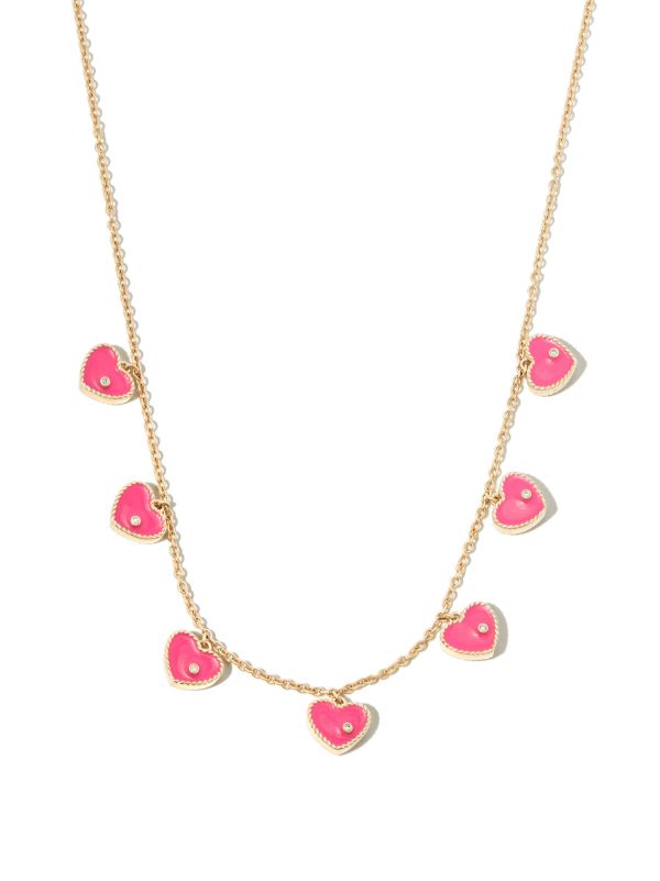 browns Yvonne Léon 9K Yellow Gold Coeur Enamel Diamond Necklace | Browns Fine Necklaces