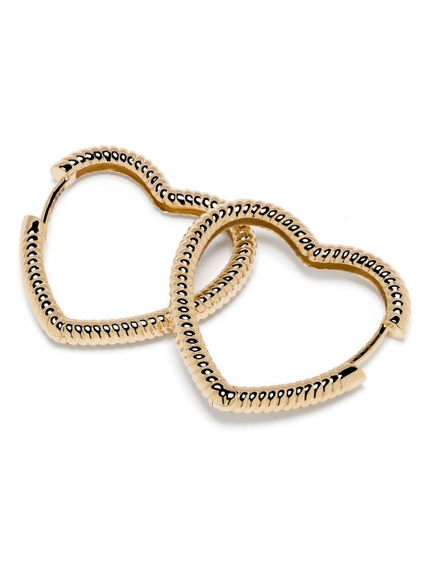 Browns Yvonne Léon 9K Yellow Gold Coeur Heart Hoop Earrings | Browns Fine Earrings