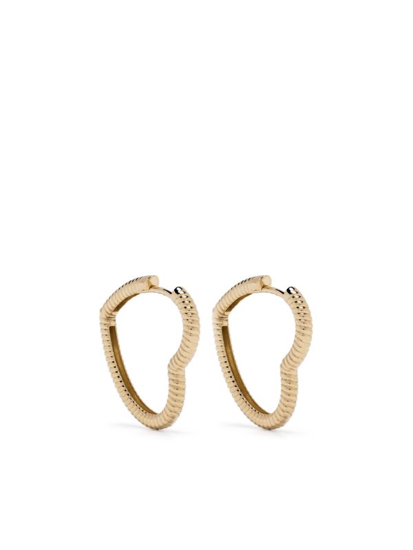 browns Yvonne Léon 9K Yellow Gold Coeur Heart Hoop Earrings | Browns Fine Earrings