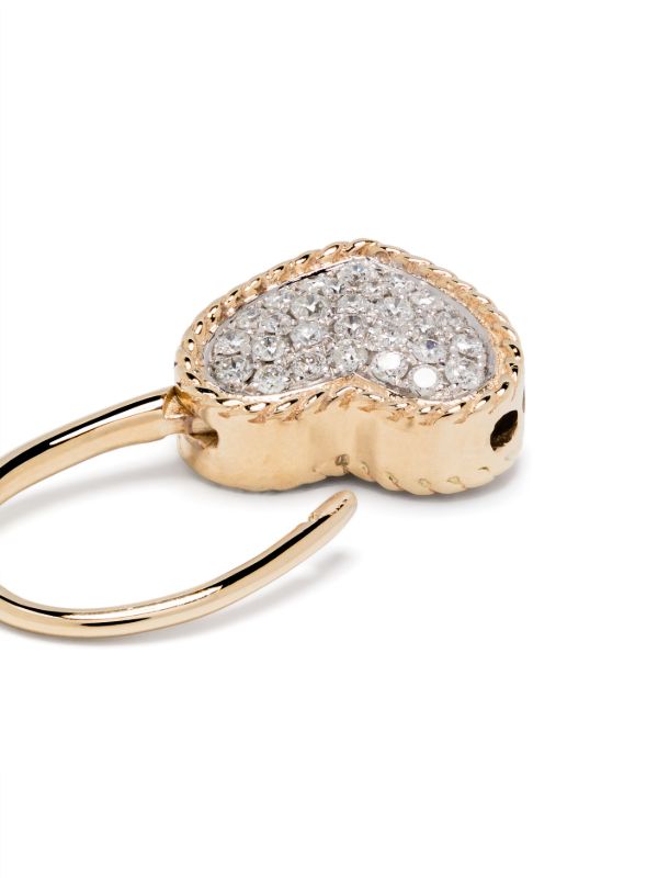 Browns Yvonne Léon 9K Yellow Gold Créole Cadenas Cœur Diamant Earring | Browns Fine Earrings