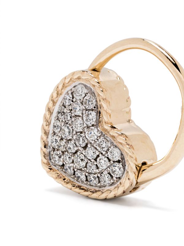 Browns Yvonne Léon 9K Yellow Gold Créole Cadenas Cœur Diamant Earring | Browns Fine Earrings